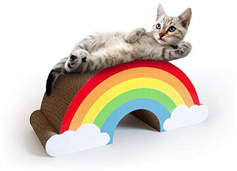 Suck UK - Cat Scratching Rainbow | Cardboard Cat Scratcher | Scratch Post | Kitten Toys | Cats Activity Accessories | Kitten Scratching Mat | Novelty Kittens Scratch Board