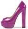 Mettesally Scarpe da Donna - Donna Decolté Peep Toe - Tacco a Blocco 15CM - Plateau Scarpe Viola EU46