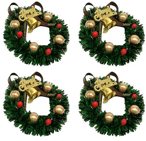 BESPORTBLE 4 Stück Weihnachtskerzenringe Kränze mit Roten Beeren Und Weihnachtskugel Ornamente für Säulen Weihnachten Tischdekoration Mittelstücke