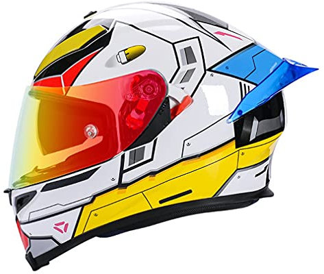 Motorradhelm Modularer Motorradhelm Mit Doppel-Sonnenblende Leichter Integral-Motorradhelm DOT/ECE-Zugelassene Große Helme Für Erwachsene F,XXL=(63-65CM)
