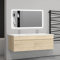 AICA sanitaire Meuble de Salle de Bain, Meuble de Rangement avec lavabo, Meuble sous Vasque Suspendu chêne Claire L 120 x P 45 x H 40cm