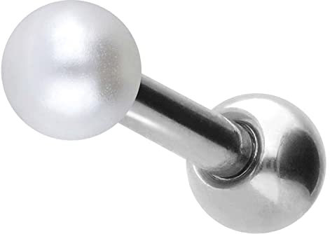 PIERCINGLINE Chirurgenstahl Ohrpiercing SYNTH. PERLE Piercing Schmuck Ohr Stecker Helix Silberfarben 3 mm