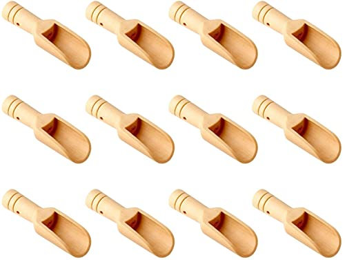 Mini Wooden Spoons,Mini Bamboo Spoons for Bath Salts, Tea Scoop, Washing Powder Spoon,Wooden Candy Spoon-12pcs