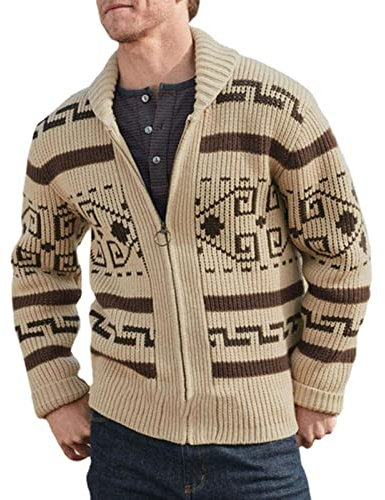 Abreli Giacca Cardigan Lavorato a Maglia da Uomo Maglione Cappotti Cappotto Caldo Tops con Cerniera Completa Stand Collare Manica Lunga Invernale Felpa Calda Casual (Khaki,XL,IT,Testo,XL)
