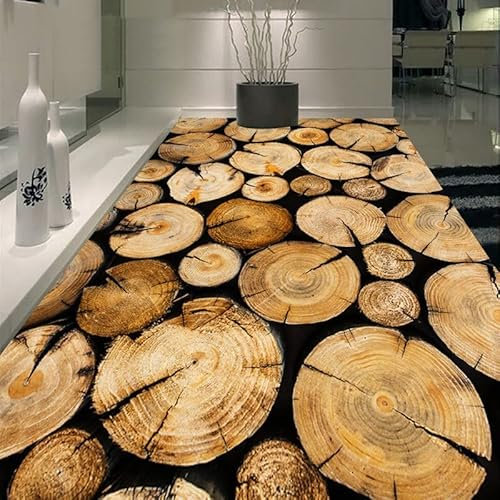 Pvc-Bodenbelag-Rolle Pvc-Selbstklebende Landhausstil Sägewerk Holzstapel Wandbild Bodentapete Angepasst Für Badezimmer Wohnzimmer Wohnkultur Wasserdichte Bodentapete,200X140Cm Selbstklebende Vinylta