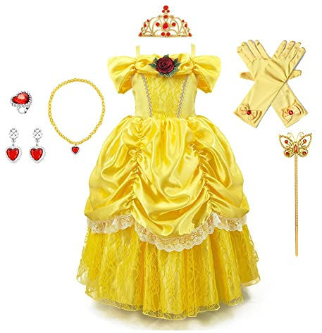 CinheyU Carnevale Costumi per Bambine Principessa Compleanno Abiti Ragazze Natale Halloween Cosplay Cerimonia Festa Tulle Vestito con Accessori