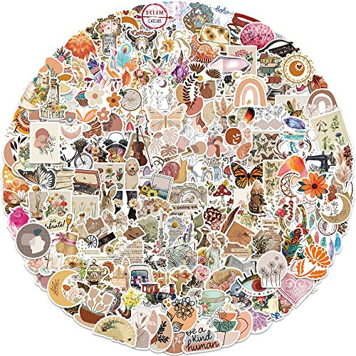 200 Stück ästhetische Aufkleber wasserfeste Vintage Vinyl Stickers Sticker für Stamm Wasserflaschen Scrapbooking Laptops Handyhüllen Teenager-Mädchen Erwachsene Retro