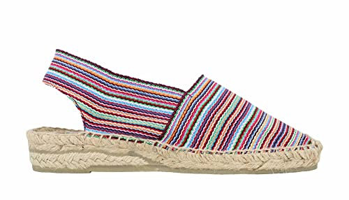ALPARGATUS Espadrillas Sculacciate con zeppa bassa e design a righe (date a mano in Spagna), Viola, 41 EU