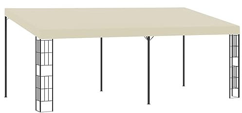 ARKEM Gazebo Pergola Con Telo Impermeabile Richiudibile E Struttura Rettangolare In Acciaio Inossidabile Ad Alta Densità, Per Arredo Giardino, Terrazzo e Attività Commerciale,Gazebo a Parete 3x6 m Cre