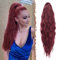 FESHFEN Lange Zopf Pferdeschwanz Haarextension mit kordelzug Lang Wellig Lockig Synthetik Haarverlängerung Natürliches Clip in Haarteil Ponytail Kunsthaar Haarzopf für Damen 65cm Burgund