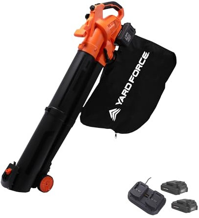 Yard Force LB C20C 40V (2x20V) Cordless Blower & Vacuum with large 45L collection bag and 15:1 mulching ratio