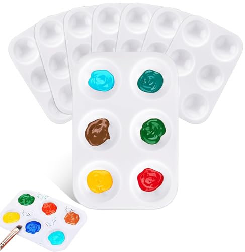 15 Pcs Paint Tray Palette, 6 Wells White Art Paint Tray Palette, Paint Palette Kids, Artist Paint Palette Mixing Colour Tray For Watercolor Acrylic And Oil Diy Craft Professional Art Painting