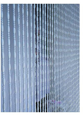 White Wooden Beaded Door Curtains for Doorways Wood Bead String Curtain for Room Dividers Entrance Partition Curtain Living Room Bedroom Vintage Decoration Handmade, Multi-Size(29 strands-80x195cm)