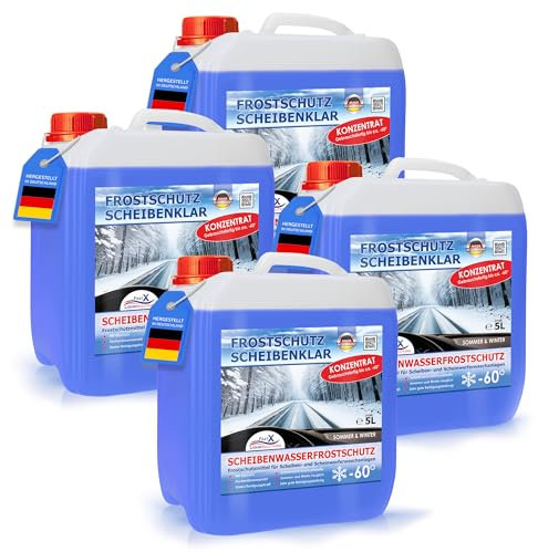 FAST X Scheibenfrostschutz/Scheibenwischwasser für Auto/LKW– 5 Liter Kanister– Winter und Sommer – Schutz bis -60°C (4x5 Liter)