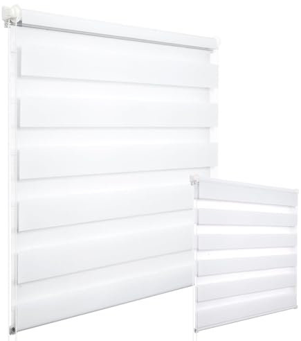 WOLTU 2 Stück Doppelrollo Klemmfix ohne Bohren Duo Rollo Klemmrollo für Fenster mit Klemmträger, Fensterrollo Lichtdurchlässig & Verdunkelnd Wandmontage, Weiß, 60x120 cm (Stoffbreite 56 cm)