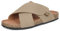 Ciabatte Donna Sandali Moda Pantofole in Pelle con Sottopiede in Sughero,Khaki,EU40