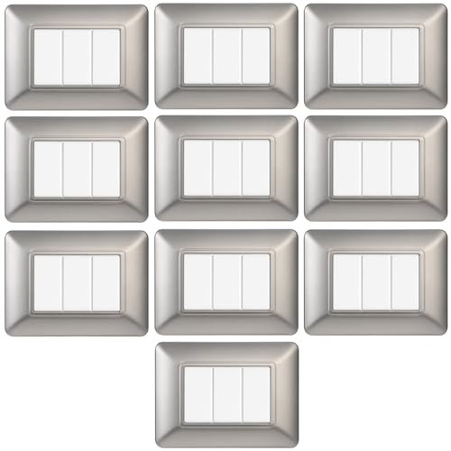 Placca Compatibile Con Bticino Matix, Placche In Plastica di alta qualità (3 moduli - 10x, argento)