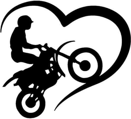 Samunshi® Herz mit Motocross als Aufkleber für Auto Motorrad Helm Fahrrrad Notebook Tablet Autoaufkleber Sticker Heartbeat EKG Motorradaufkleber Silhouette 15 x 13,5cm schwarz
