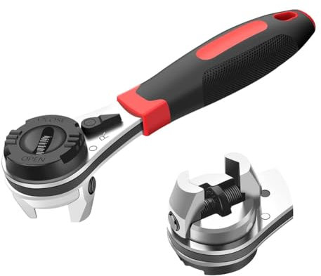 NJTHNTJR Verstellbarer Steckschlüssel mit Ratsche, für 6-22 mm Schrauben, mit Rutschfestem, Kleine und Große Schraubenschlüssel, Handwerkzeug