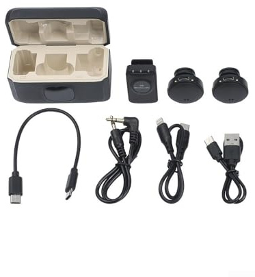 Microfono wireless per DJI Action 5 Pro/4/3, Pocket 3 & per OSMO 360, microfono senza fili ABS con registrazione audio chiara, compatto, nero