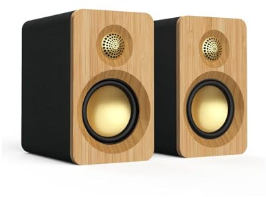 Onara Noble Compact Desktop Speakers 2.0 – 60W RMS-Bamboo Wood | Multimedia Active Speaker with BT 5.3, AUX, USB-C & Sub Out, Bookshelf Speakers Design for Home Audio, Gaming & PC