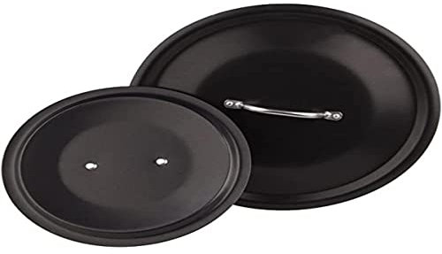 Pentole Agnelli Al Black Coperchio con Ponticello Tubolare, Nero, 24 cm