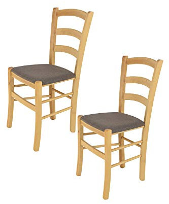 Tommychairs - Set 2 sillas Venice para Cocina y Comedor, Estructura en Madera de Haya Color Natural y Asiento tapizado en Tejido Color corzo