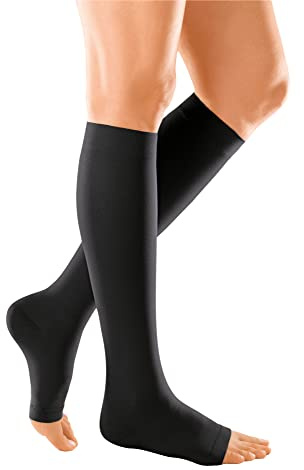 medi Duomed basic Kniestrümpfe ohne Spitze Unisex | Kompressionsstrümpfe CCL2 für Damen und Herren | Schwarz | Größe VII
