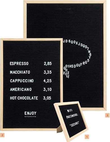 SECURIT - Lavagna con Lettere - Per Bar, Ristoranti, Pub, Negozi - Cornice in Legno - Lettere, Numeri e Simboli in Acrilico Inclusi - 60x80cm - Colore Teak