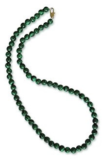 Vifaleno Malachit Halskette natürlich 4 mm Perlen rund 43 cm mit Karabinerverschluss Edelstein Schmuck Damen