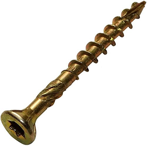 AERZETIX - C44462 - Juego de 100 - Tornillos para madera Ø4x40mm cabeza fresada con huella estrella T20 - acero cincado amarillo - montaje rosca sujeción fijación carpintería contrachapado aglomerado