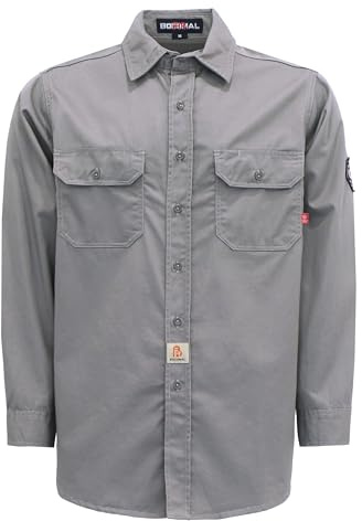 BOCOMAL Men's FR Shirts 6.25oz Lightweight Flame Resistant Welding Workwear