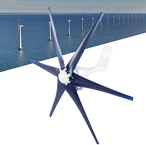 Professionelles Windturbinen-Kit, 1600 W 6-Blatt-Windgenerator, 2,0 m/s Windmühle mit niedriger Startwindgeschwindigkeit für Heimwerker im Freien(12V-Blau)