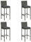 vidaXL 4X Garten Barhocker mit Kissen Barstuhl Tresenhocker Thekenhocker Tresenstuhl Thekenstuhl Küchenhocker Gartenmöbel Grau Poly Rattan