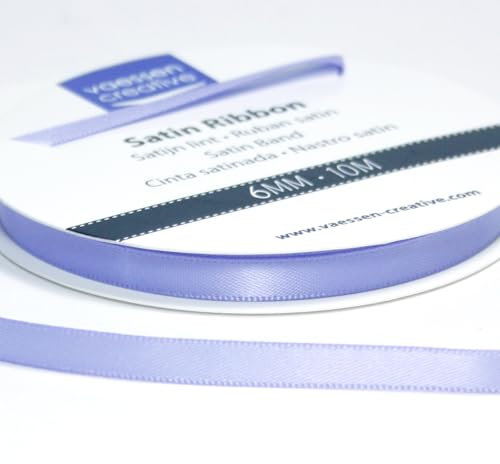 Vaessen Creative Satinband, Lavendel, 6 mm x 10 m Doppelsatinband, Schleifenband, Dekoband, Geschenkband, Stoffband für Hochzeit, Taufe und Geburtstagsgeschenke