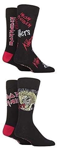 SockShop Herren Iron Maiden Exklusiv Geschenkbox Rockmusik and Schwermetall Baumwollsocken Packung mit 4 Schwarz 39-45