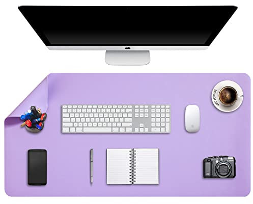 DOBAOJIA Große Schreibtischunterlage, Schreibtischmatte, Desk Pad, Schreibtischschutz, Schreibblock, für Laptop/Tastatur/Maus, Doppelseitige Verwendung PU Leder Wasserdicht 90 x 43cm(Violett/Violett)