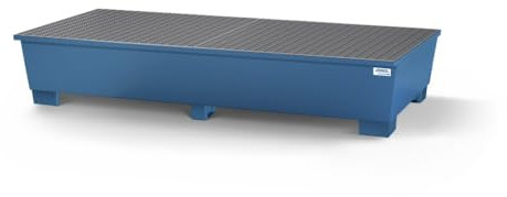 Auffangwanne classic-line aus Stahl für 2 IBC, lackiert, 2 Gitterrosten