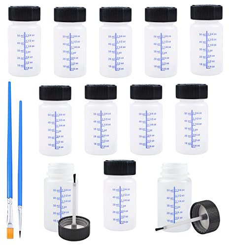 WANDIC Paint Touch Up Bottles, 12 Pieces Touch Up Plastic Bottle with Brush and Mixing Ball Paint Applicator Bottle for Car Wall and Hobby Painting -60 ml
