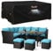 Enzeno Outdoor Garden Furniture Set Covers Waterproof,250X250X90cm Large Garden Furniture Cover,420D Heavy Duty Patio Furniture Covers for Outside,Windproof,&Anti-UV for Chair and Table Rattan Sofa