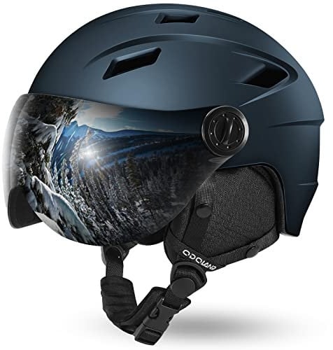 Odoland Erwachsene Skihelm Skihelm mit Visier, Leichter Race-Helm mit Helmvisier für Männer und Frauen, Snowboardhelm