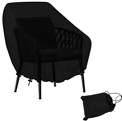 Rouzin Gartensessel Abdeckung Wetterfest, Gartenstühle Balkonstühle Stuhlabdeckung mit 4 Schnallen, Gartensessel Schutzhülle, UV-Schutz Winddicht Wasserdicht 89x97x74cm