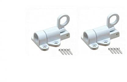 RANRAO 2PCS Aluminium Alloy Door Latch Sprung Attic Loft Ceiling Hatch Lock Catch Tool, Door Spring Bolt Aluminum Alloy Security Automatic Window Gate Latch Bounce Lock for Shed Doors Gates White