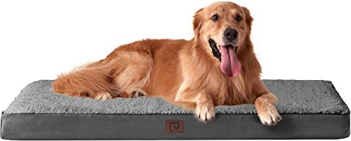 EHEYCIGA Orthopädisches Hundebett Grosse Hunde XL 112x81x9cm, Hundekissen Waschbar Flauschig, Hundematte Hundematratze für Kiste, Grau