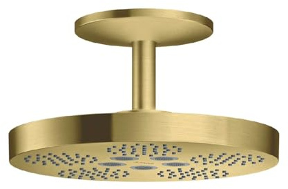 hansgrohe AXOR One Duschkopf 280 2 Strahlarten mit Deckenanschluss, 48494950, Farbe: Brushed Brass