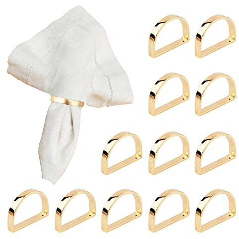 12St Serviettenringe aus Metall, Elegante Serviettenschnallen Serviettenschnallen für Tischdekoration Valentinstag Ostern Hochzeit Weihnachten Abendessen Party (Helles Gold)