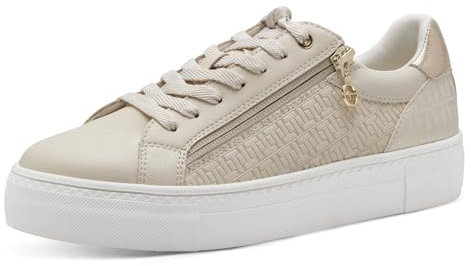 Tamaris Damen Klassische Ballerinas, Frauen Flats,Comfort Lining,TOUCHit-Fußbett,Slip-ons,klassisch elegant,Ballerinen,Ivory/Gold,38 EU