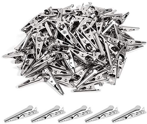 Ecverbyh 100PCS 1.06 Pouces / 27Mm Mini Pinces Crocodiles en MéTal, Pinces Pinces à Ressort de Ligne de Test PlaquéEs Nickel Ton Argent.