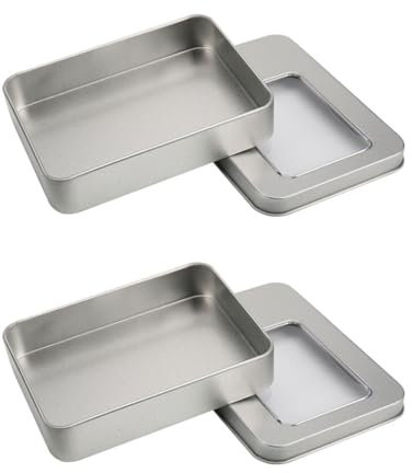 BEALIFE 2 x Blechdosen Organizer, zum einfachen und stilvollen Aufbewahren von Gegenständen, Metall Aufbewahrungsbehälter, Aufbewahrungsbox, Behälter, einfach, Halbfenster