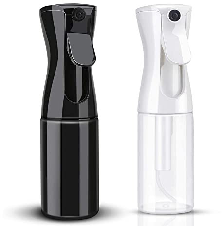 Uervoton Botella Pulverizador Agua Peluqueria Fina Niebla Pulverizador Continuo Pulverizador Recargable Vacío spray Rizos Pulverizar para Pelo Cara Plantas, 160ML, Negro & Transparente